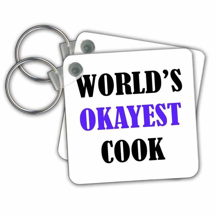 set of 6 Key Chains - WORLDS OKAYEST COOK Anne Collections Quotes