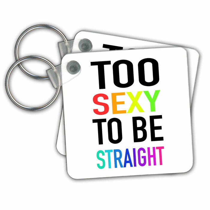 set of 6 Key Chains - TOO SEXY TO BE STRAIGHT Anne Collections Quotes