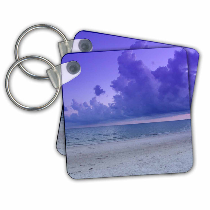 set of 2 Key Chains - Very Purple Clouds Sunset