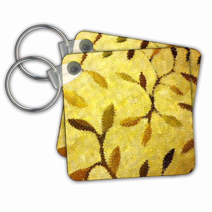 set of 6 Key Chains - Yellow Twirl Decorative