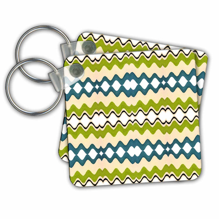 set of 6 Key Chains - Ziggity Zag Abstract Patterns