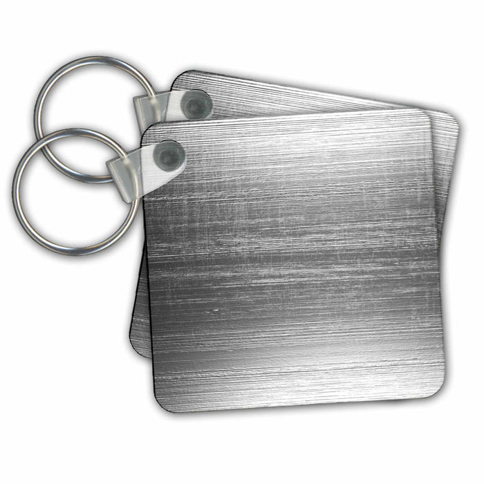 set of 6 Key Chains - Silver Distressed Faux Metal Effect Metal