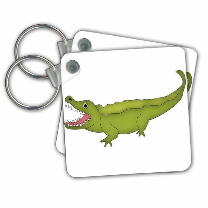 set of 2 Key Chains - Cute Alligator Illustration Alligator