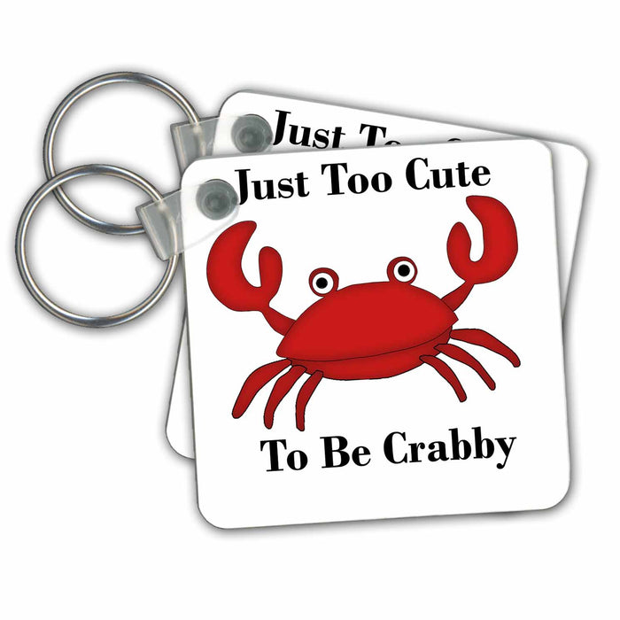 set of 2 Key Chains - Cute Red Crab Illustration Ocean