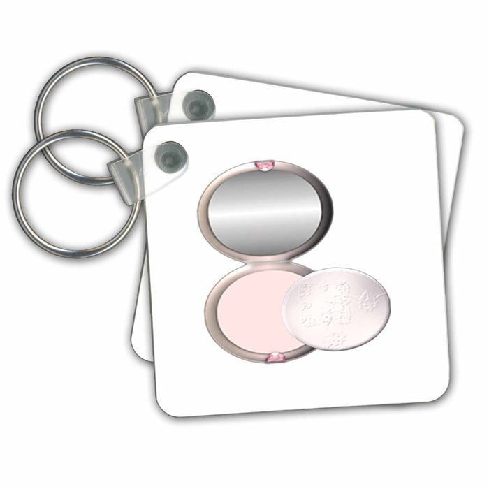 set of 6 Key Chains - Cute Powder Makeup Illustration Makeup