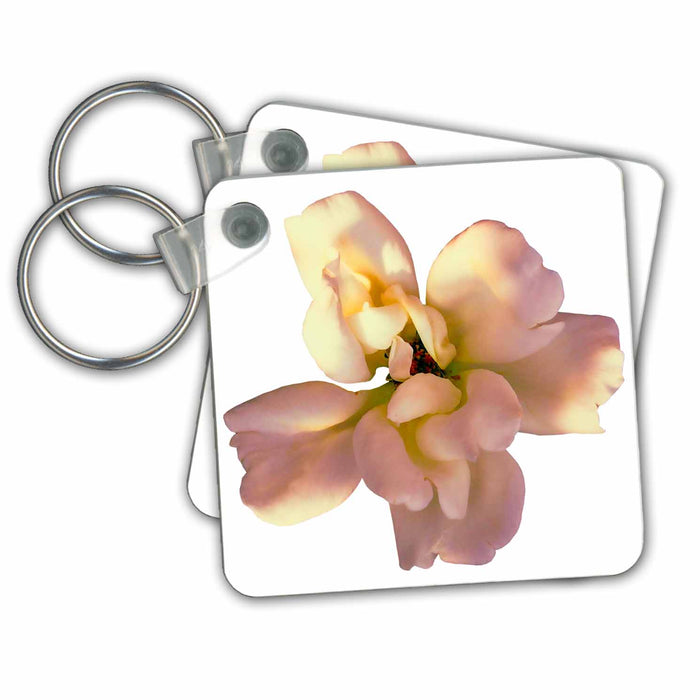 set of 4 Key Chains - Pretty Pink Blush Frilly Flower Flowers