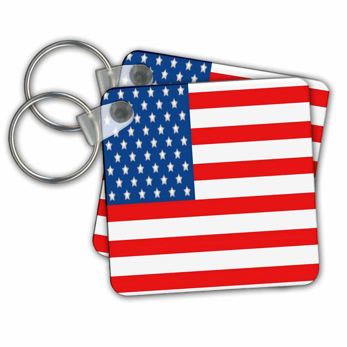 set of 6 Key Chains - USA Flag Illustration Patriotic