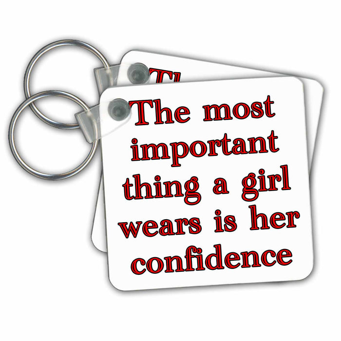 set of 6 Key Chains - The Most Important Thing A Girl Wears Red Quotes