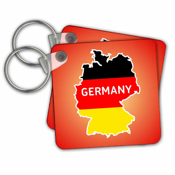 set of 2 Key Chains - German Map and Flag Germany