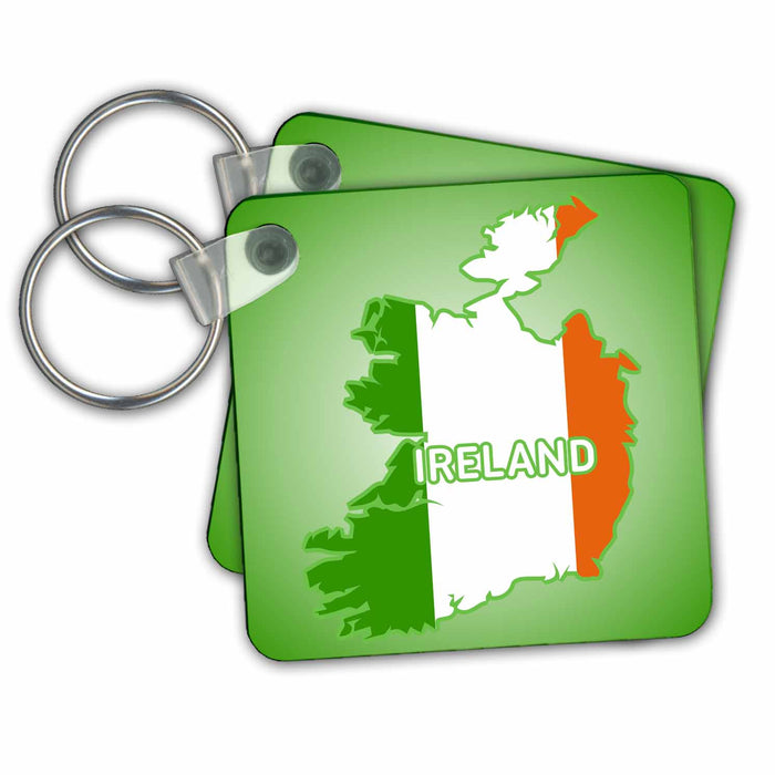 set of 4 Key Chains - Ireland Map and Flag Irish