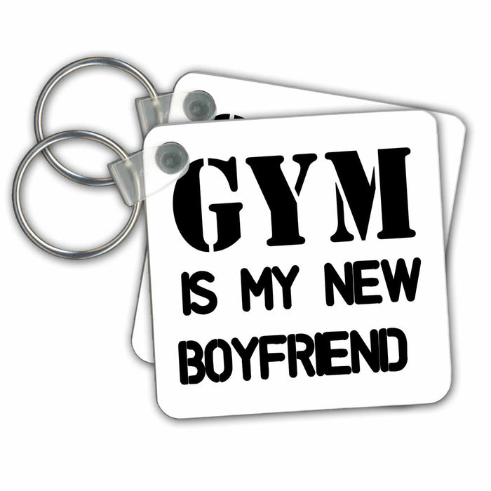 set of 2 Key Chains - GYM IS MY NEW BOYFRIEND Anne Collections Quotes