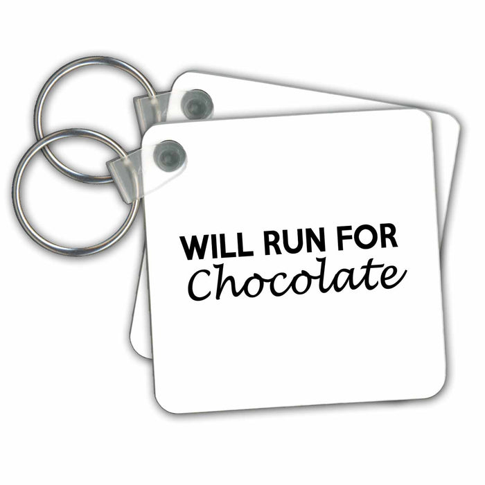 set of 6 Key Chains - WILL RUN FOR CHOCOLATE Anne Collections Quotes