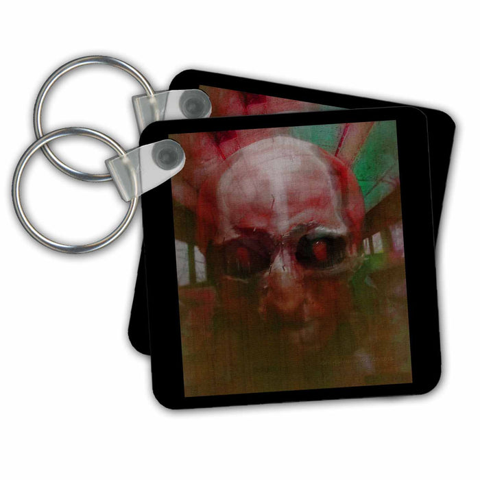 set of 2 Key Chains - RIDING ON THE GHOSTTRAIN ghost spook haunted train ride trainride spirit evil paranormal twilight mimulux Dark Art