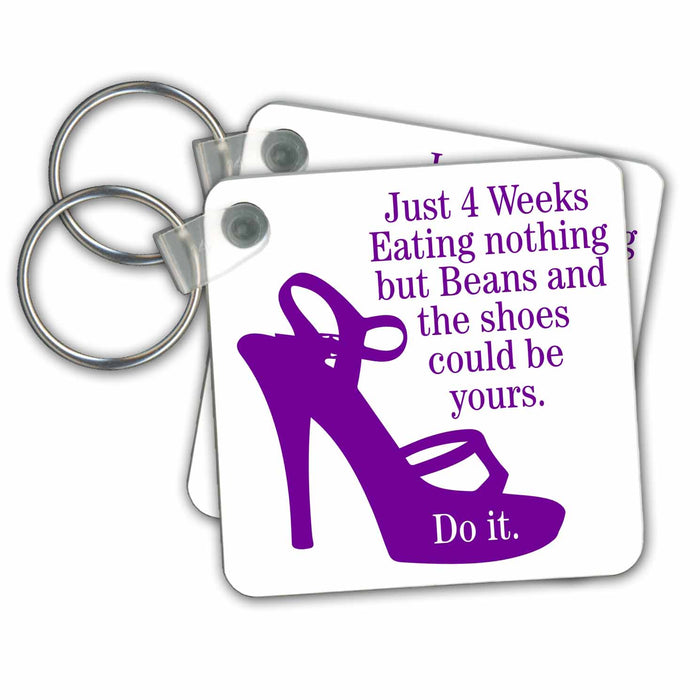 set of 6 Key Chains - The Temptation of Shoes- Funny Purple Shoe Design Designs