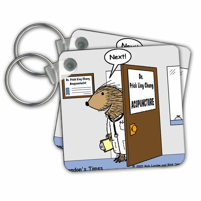 set of 6 Key Chains - Top Acupuncturist s Funny Medicine Cartoons