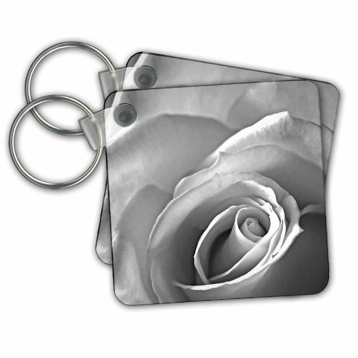 set of 6 Key Chains - Rose in Black and White Photography Floral