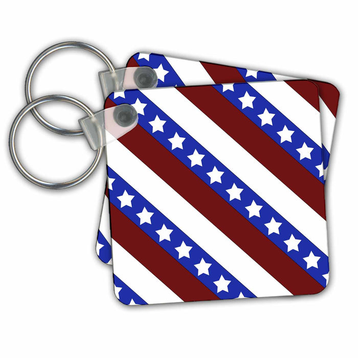 set of 6 Key Chains - Stars and Stripes USA patriotic Designs Graphic Design Patriotic