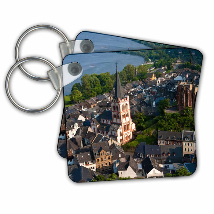 Key Chain - View over Bacharach and River Rhine, Rhine Valley, Germany Germany