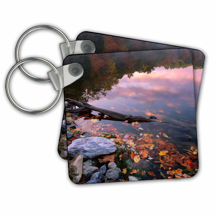 Key Chain - USA, Pennsylvania, Pocono Mountains. Autumn sunrise on lake. Autumn