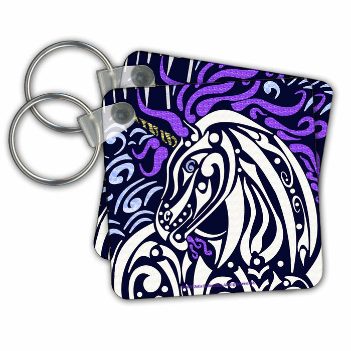 Key Chain - Cloud Runner Unicorn Tribal Fantasy Art of Jolie E Bonnette Creatures