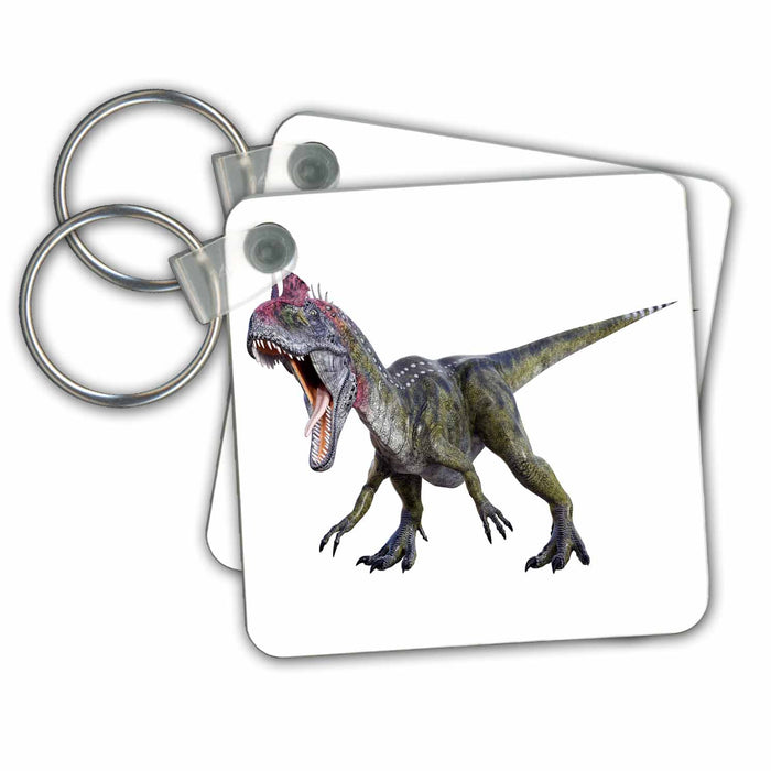 Key Chain - Cryolophosaurus Dinosaur Squatting to the Right and Roaring Graphics Dinosaur