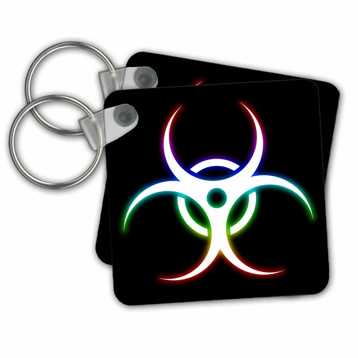 Key Chain - Biohazard Symbol glowing on black background Digital Design Symbols