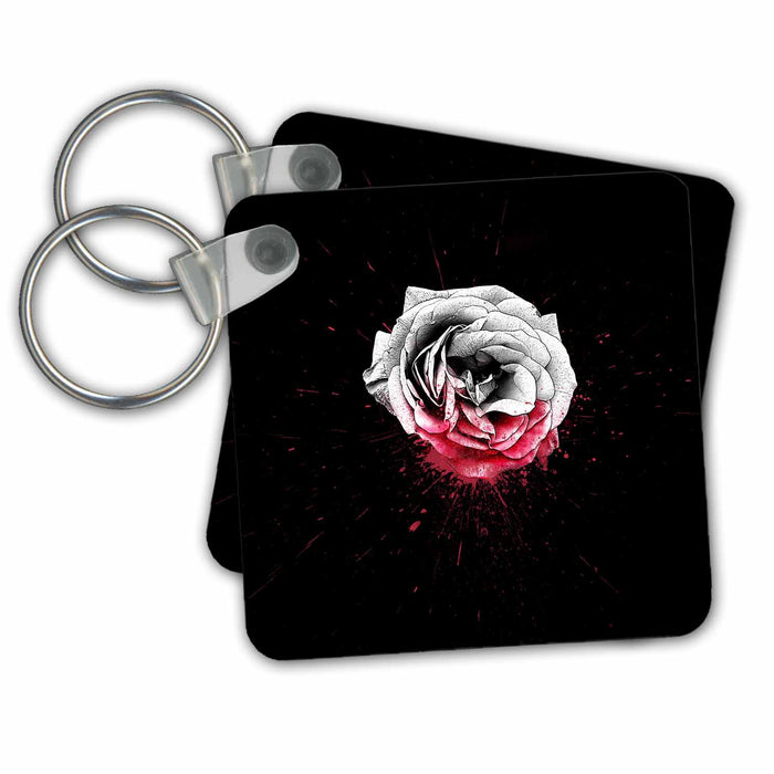 Key Chain - Blood Rose Flower full of pain Digital Design