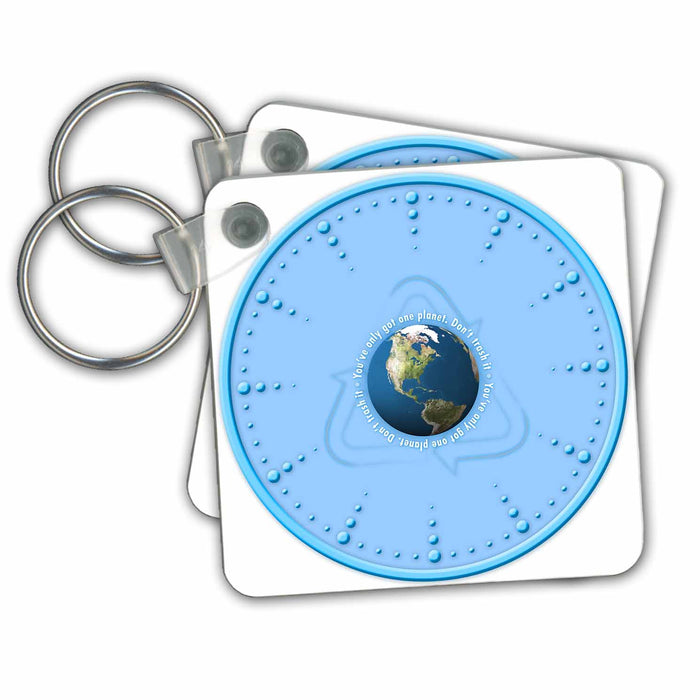 Key Chain - Earth You ve only get one planet Symbol with globe and recycle Digital Design Symbols