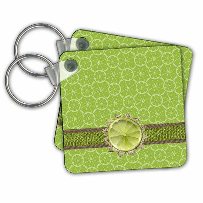 Key Chain - Lime on Dollie, Burlap Trim, Lime Patterns In the Kitchen Design