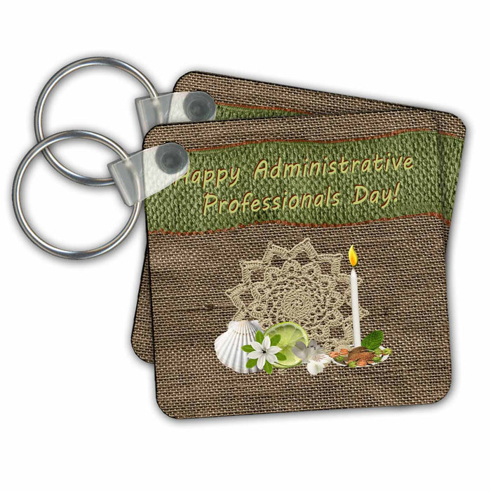 Key Chain - Arrangement, Lime, Candles, Shell, Administrative Professionals Day Administrative Professionals Day