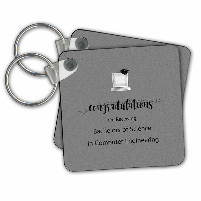 Key Chain - Bachelors of Science in Computer Engineering, Congratulations, Gray Graduation Design