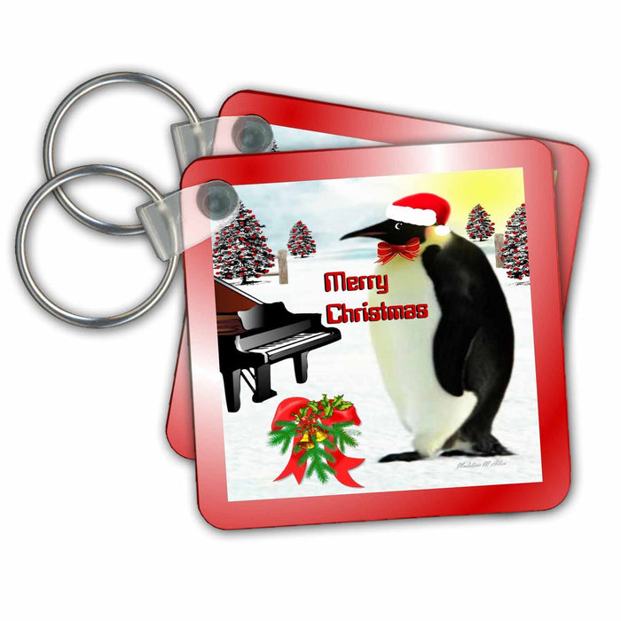 Key Chain - Emperor Penguin With Piano Merry Christmas All Things Christmas