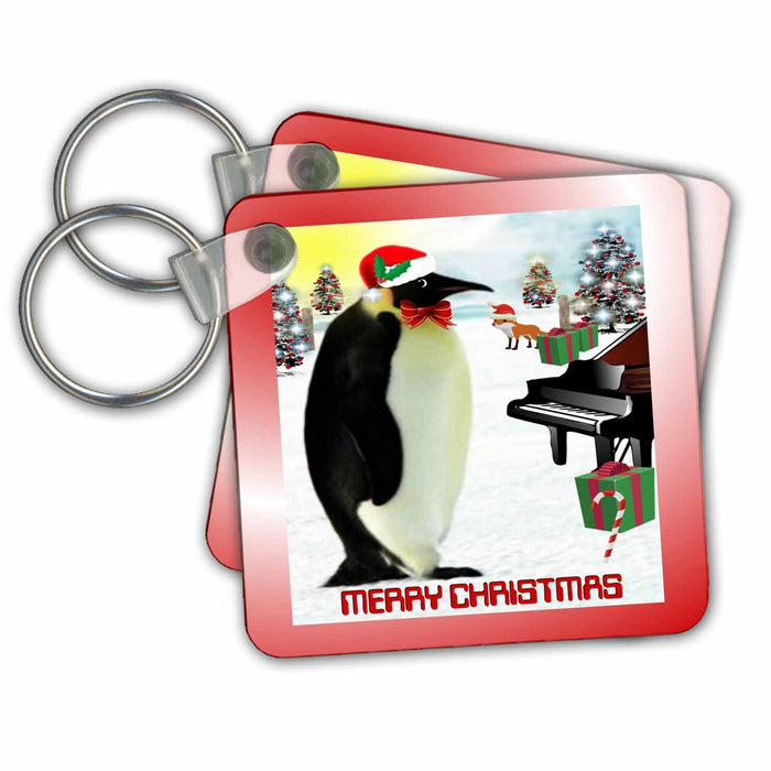 Key Chain - Emperor Penguin With Piano And Gifts Merry Christmas All Things Christmas