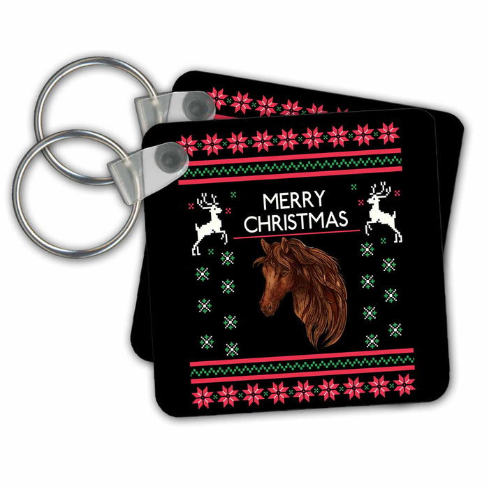 Key Chain - Horse Riding Sport Game with Xmas Merry Christmas Season Christmas