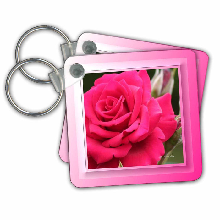 Key Chain - Single Pink Rose Photography Art Designs