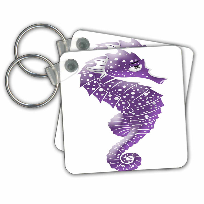 Key Chain - Cute Purple Speckled Sea Horse Illustration Illustrations