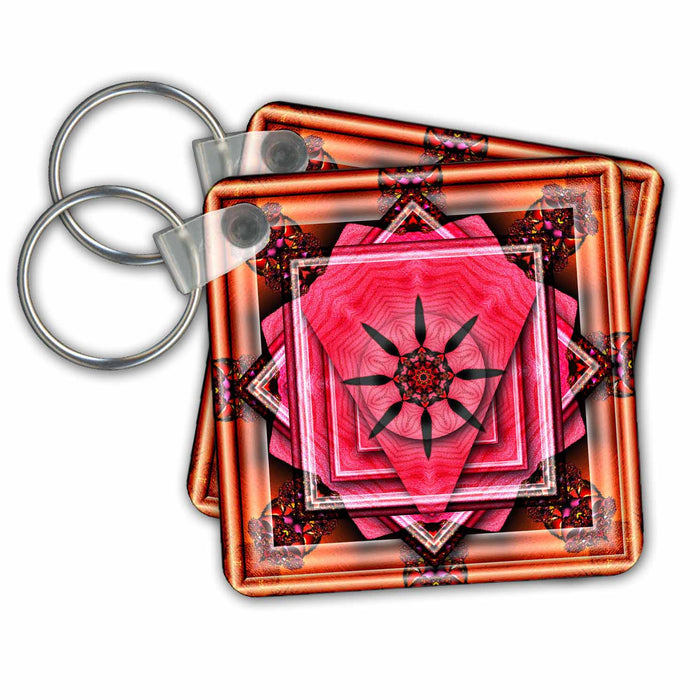 Key Chain - MANDALA mandala zen InnerBalance harmony pink glowing chakra meditation NewAge mimulux Psychedellic Art