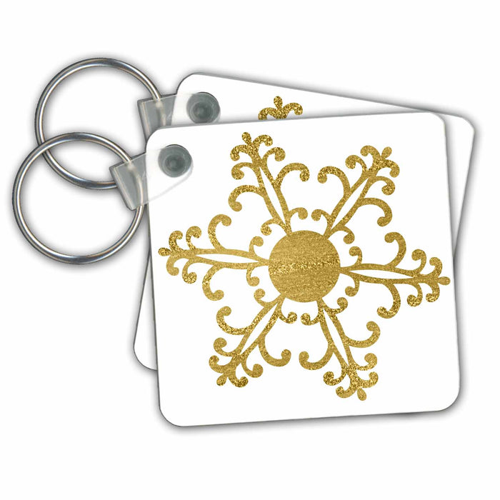 Key Chain - Glam Digital Gold Snowflake Illustration Illustrations