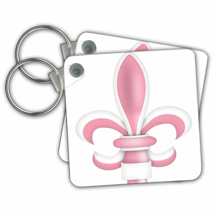 Key Chain - Pink and White Fleur De Lis Illustration Illustrations