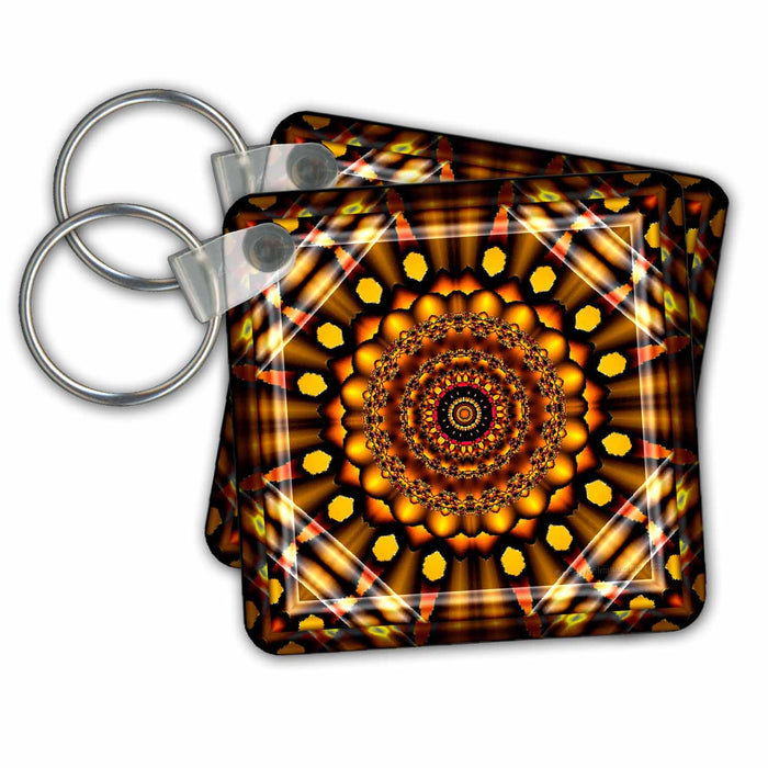 Key Chain - MANDALA mandala zen InnerBalance harmony gold yellow sun energy glowing chakra meditation NewAge mimulux Psychedellic Art