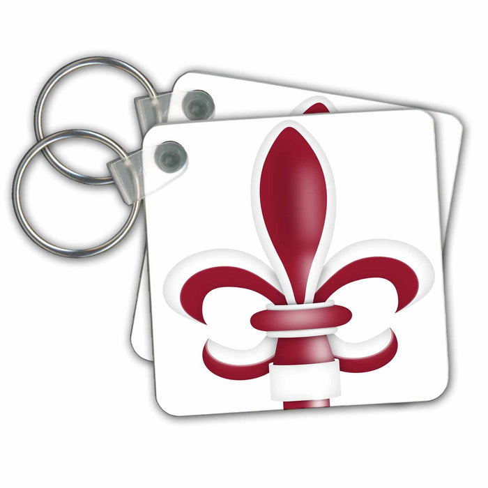 Key Chain - Burgundy and White Fleur De Lis Illustration Illustrations