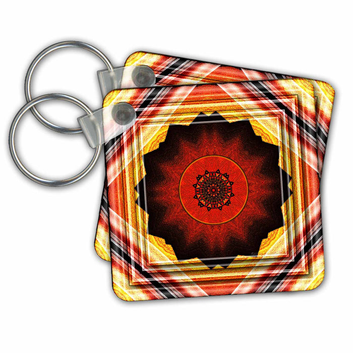 Key Chain - MANDALA zen InnerBalance harmony red gold peace energy glowing chakra meditation NewAge mimulux Psychedellic Art