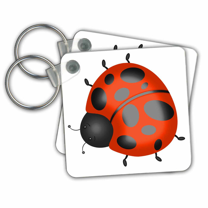 Key Chain - Cute Orange and Black Ladybug Illustration Illustrations