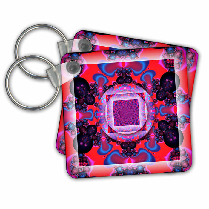 Key Chain - MANDALA zen InnerBalance harmony red blue peace energy glowing chakra meditation NewAge mimulux Psychedellic Art