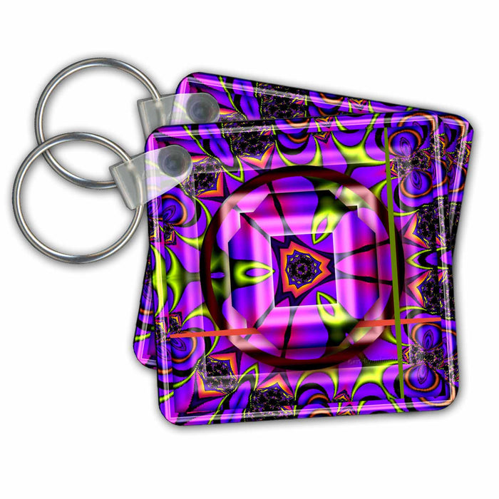 Key Chain - MANDALA zen InnerBalance harmony blue green pink peace energy glowing chakra meditation NewAge mimulux Psychedellic Art