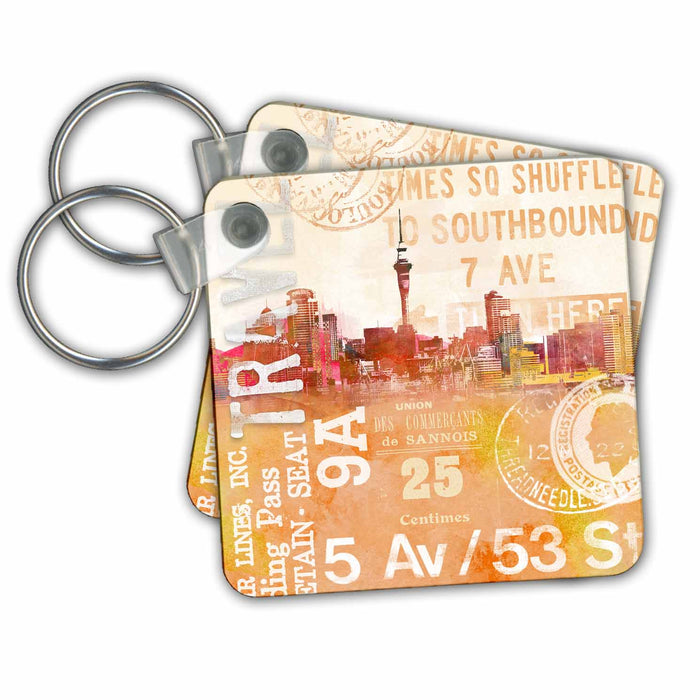 Key Chain - City Skyline And Typography Travel Illustration Art Illustration