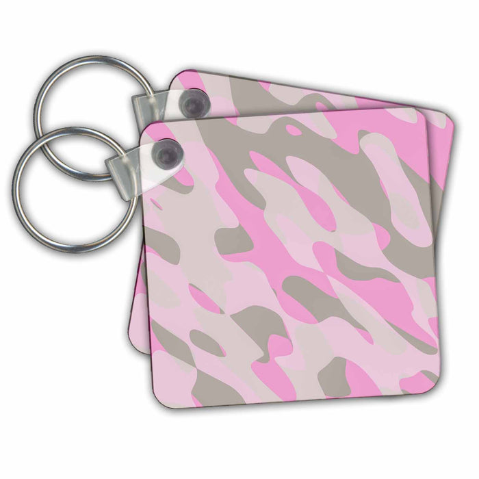 Key Chain - Grey Pink Camouflage Pattern Allover Pattern