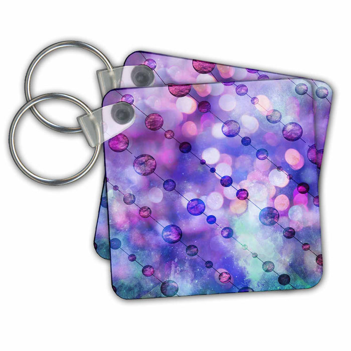 Key Chain - Pattern Of Abstract Bokeh Light In Blue And Purple Allover Pattern