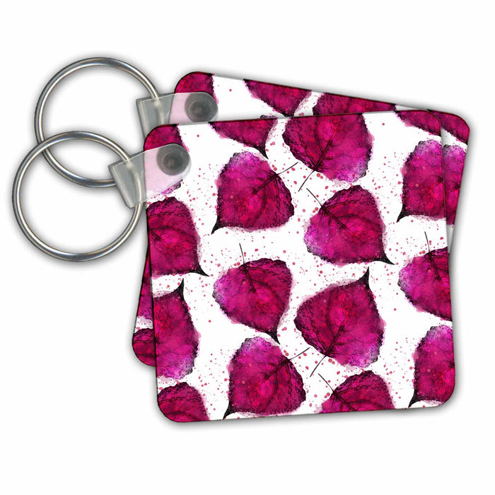 Key Chain - Watercolor Autumn Leaf Pattern Illustration Allover Pattern