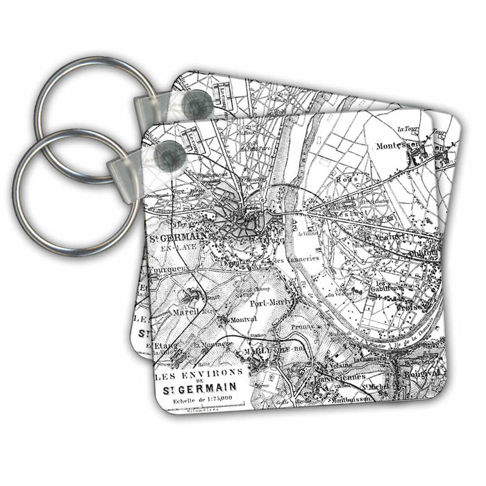 Key Chain - Vintage Map Of Paris In France Art Illustration